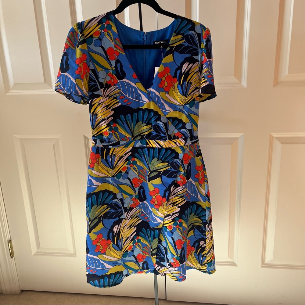 NWT J. Crew Blue Floral V-Neck faux wrap dress